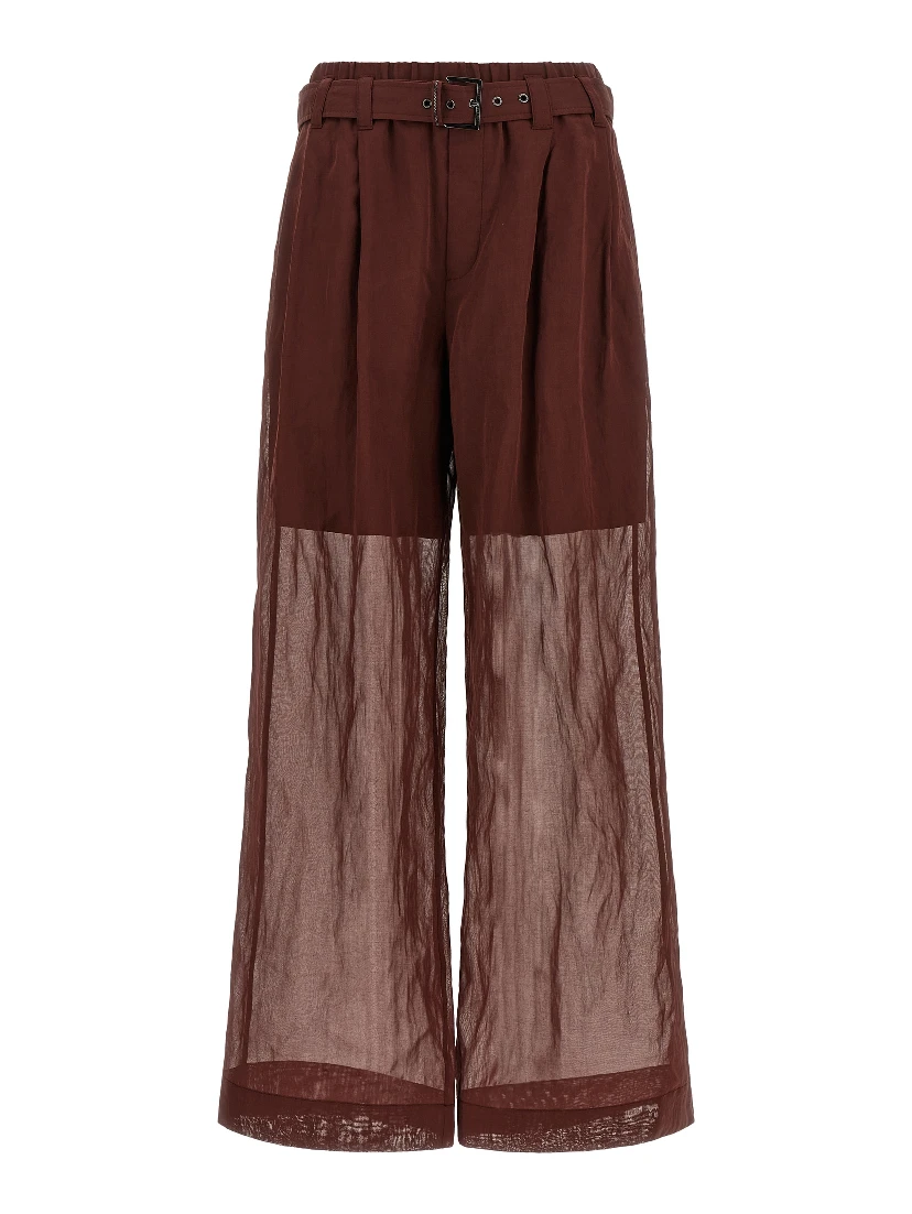 Bordeaux Cotton Flared Pants