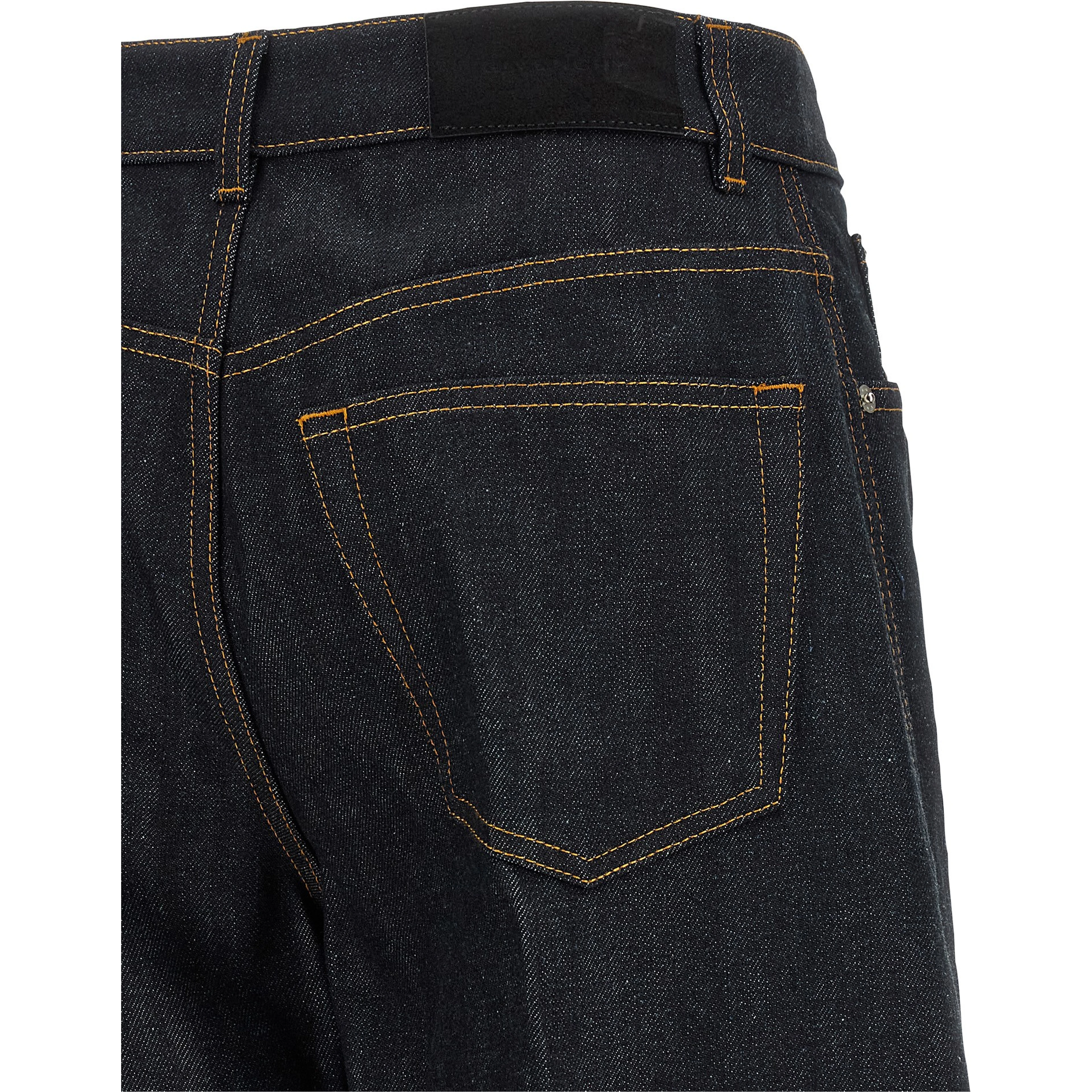 Blue Cotton Flared Jeans