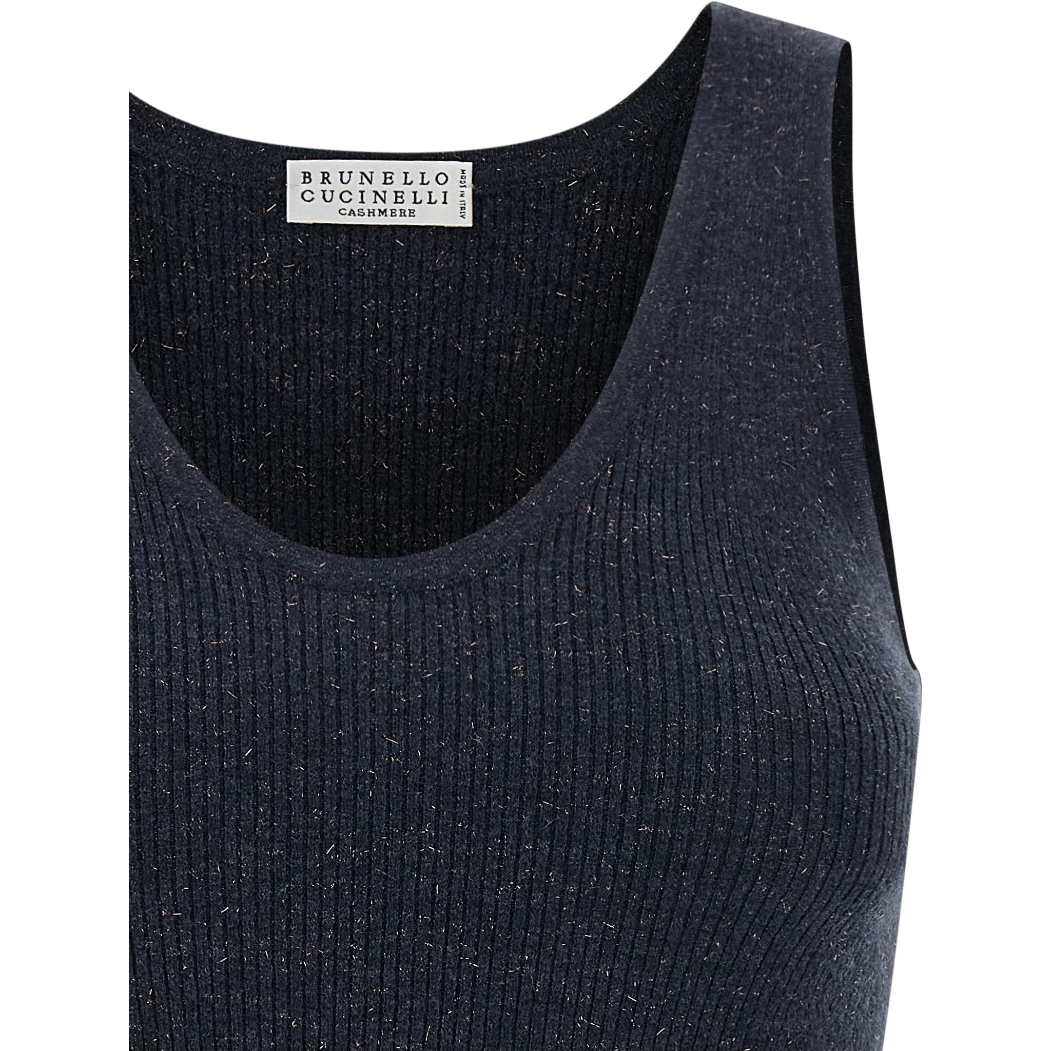 Blue Cashmere Sleeveles T-Shirt