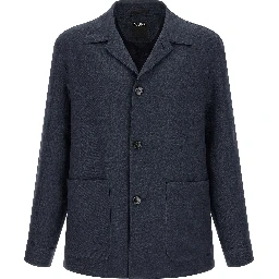 Blue Linen Full-Length Jacket