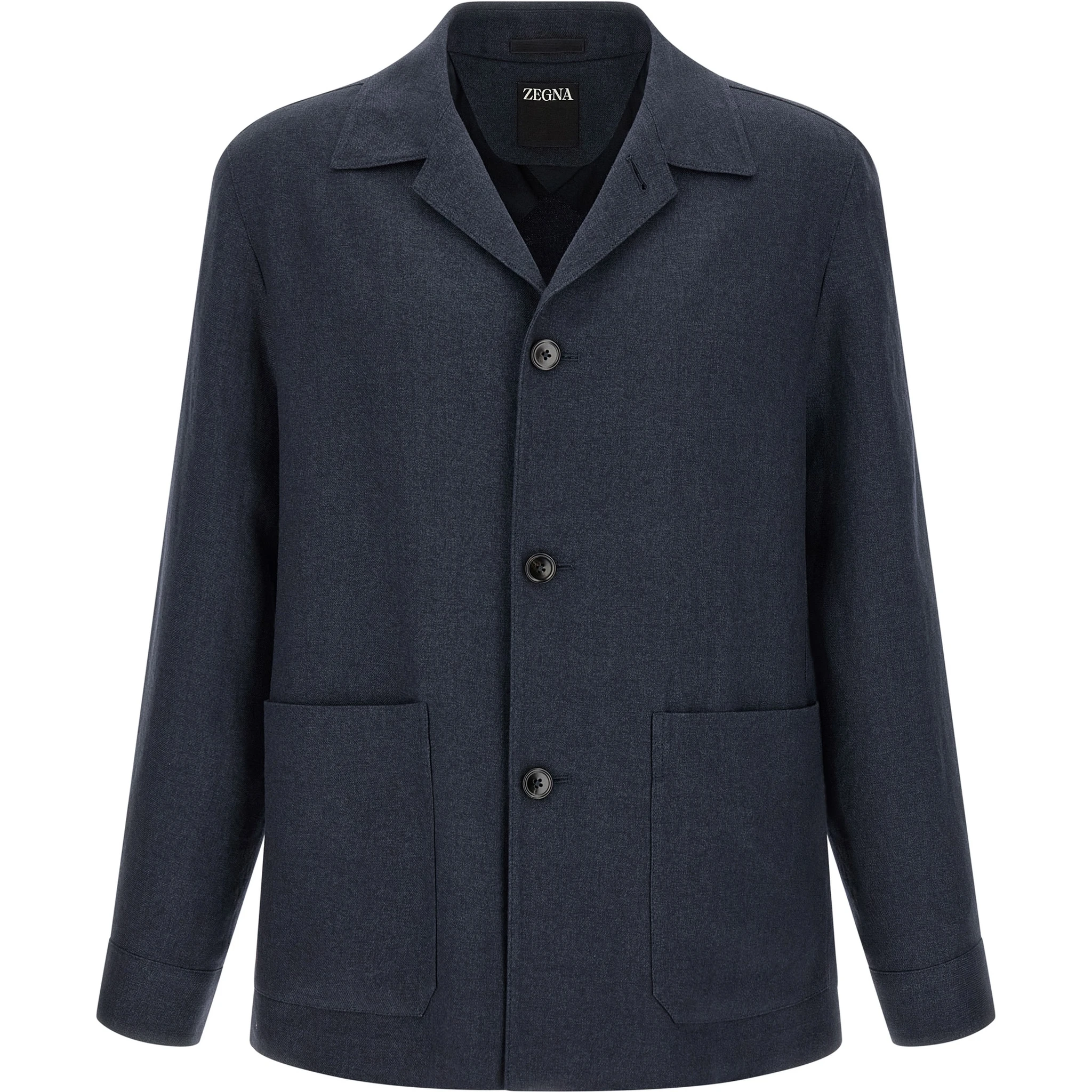 Blue Linen Full-Length Jacket
