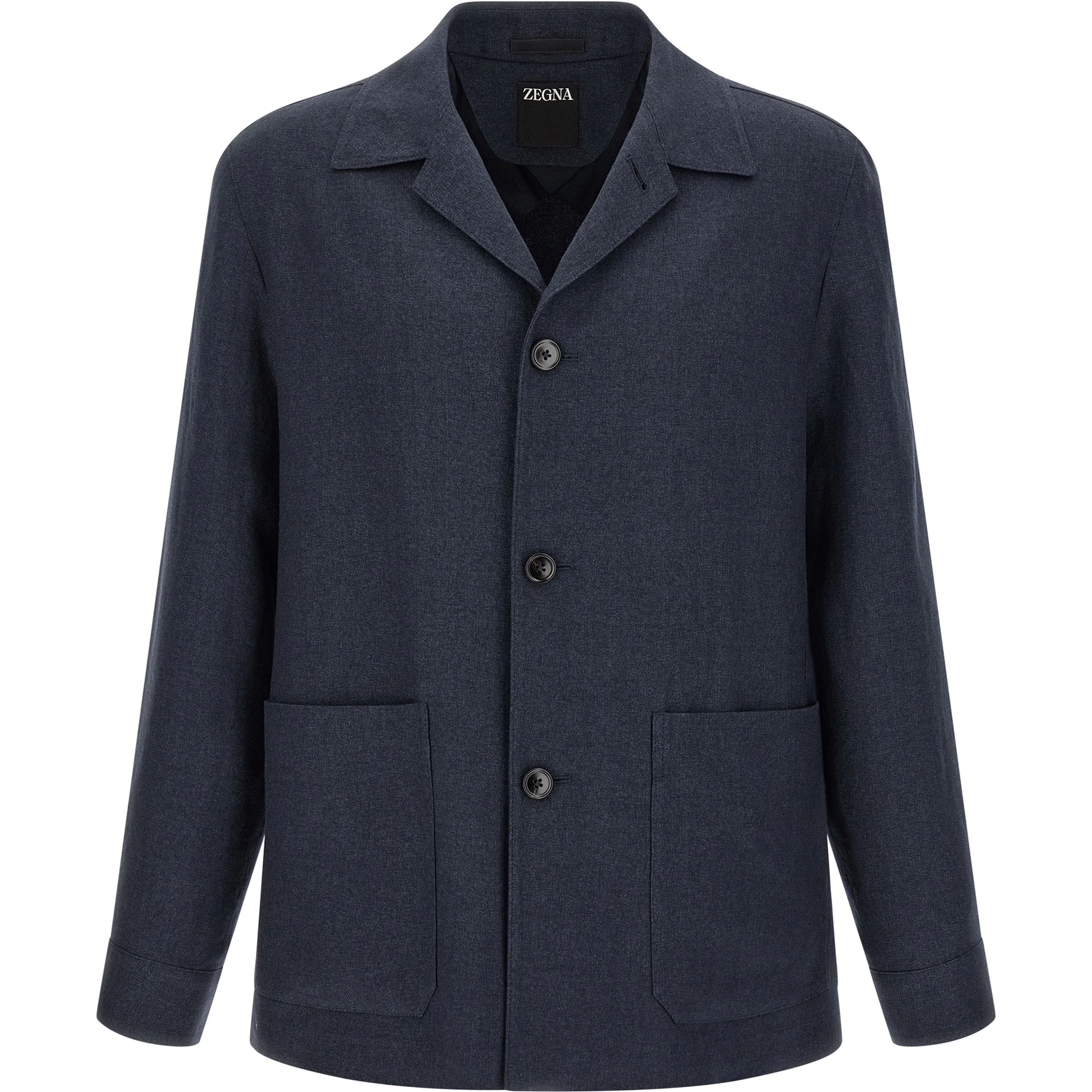 Blue Linen Full-Length Jacket