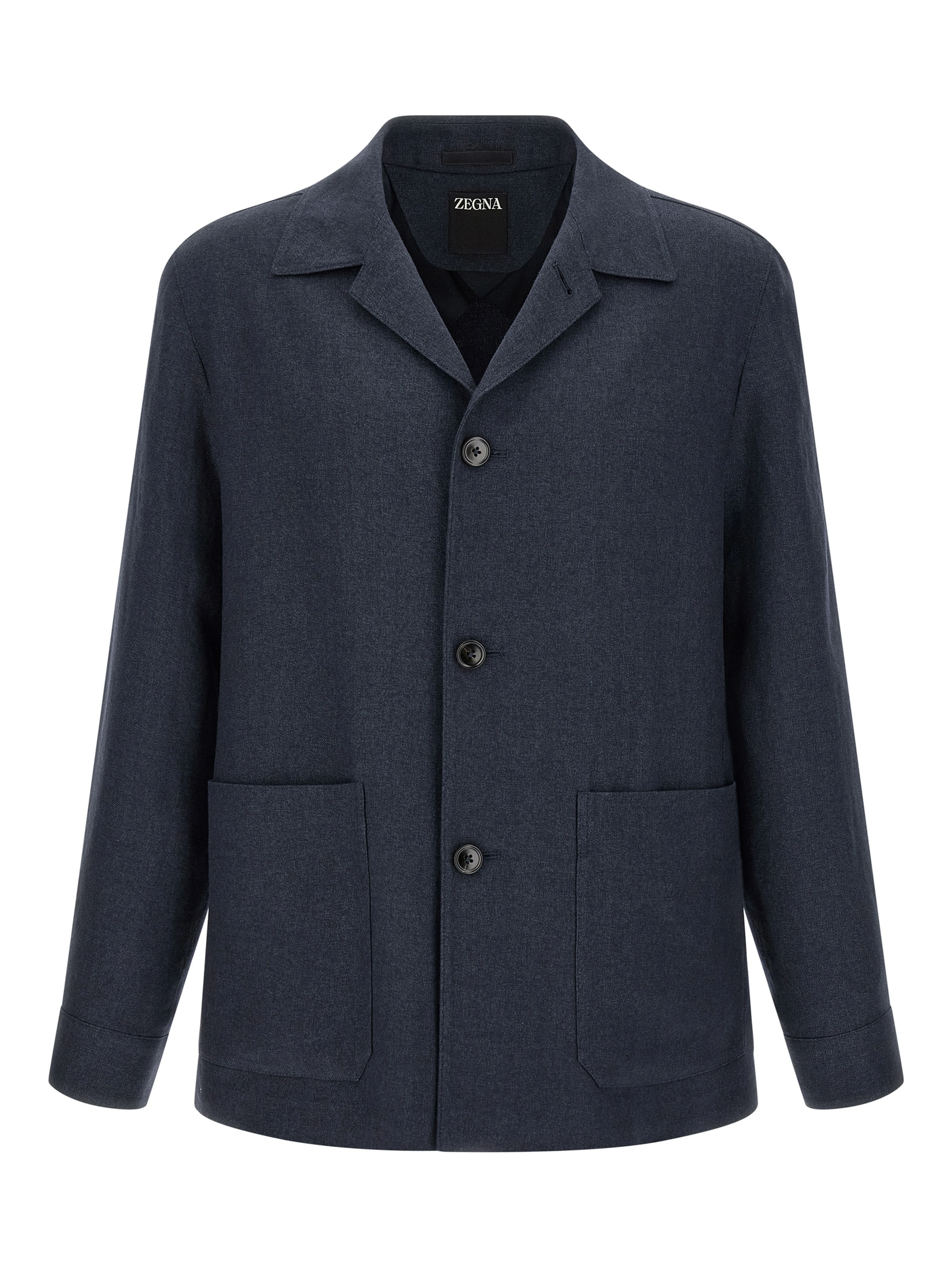 Blue Linen Full-Length Jacket