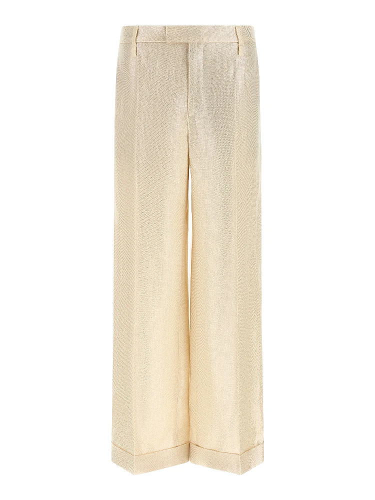 Gold Linen Casual Pants