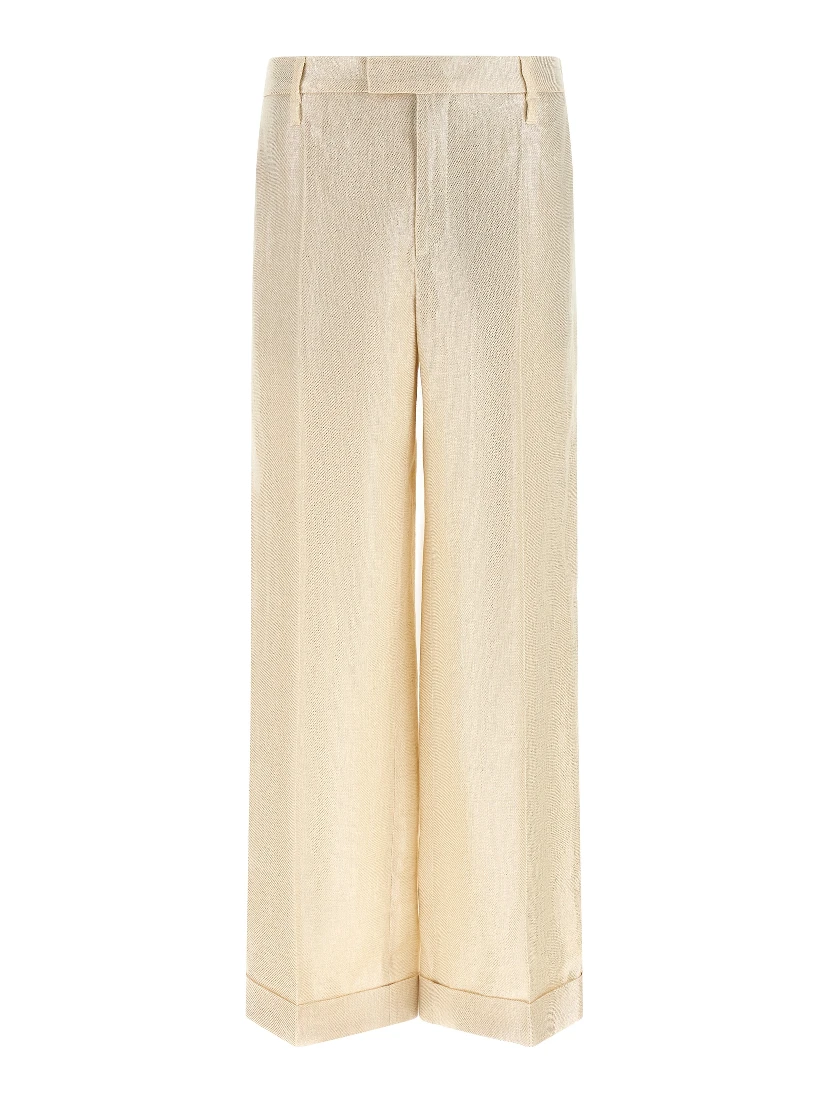 Gold Linen Casual Pants