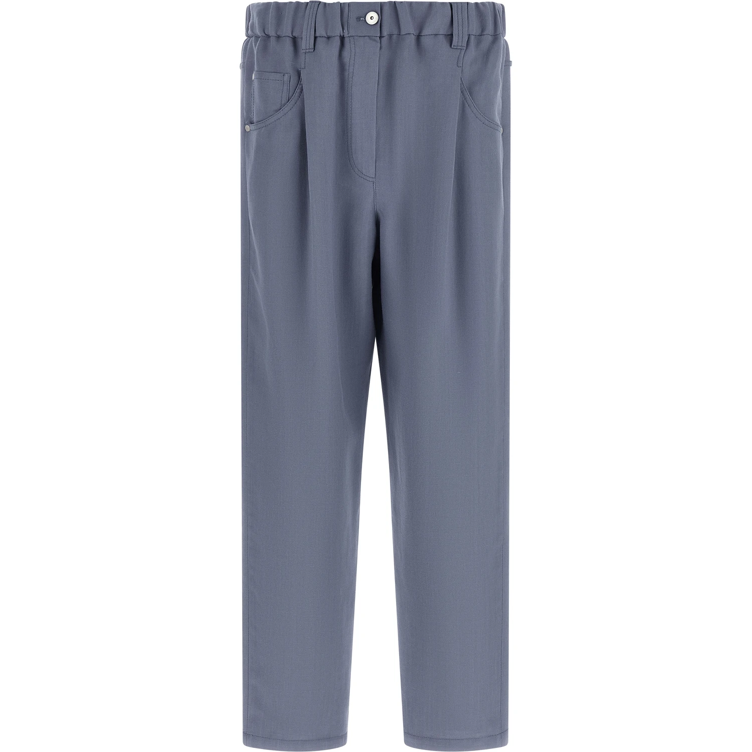 Blue Viscose Casual Pants