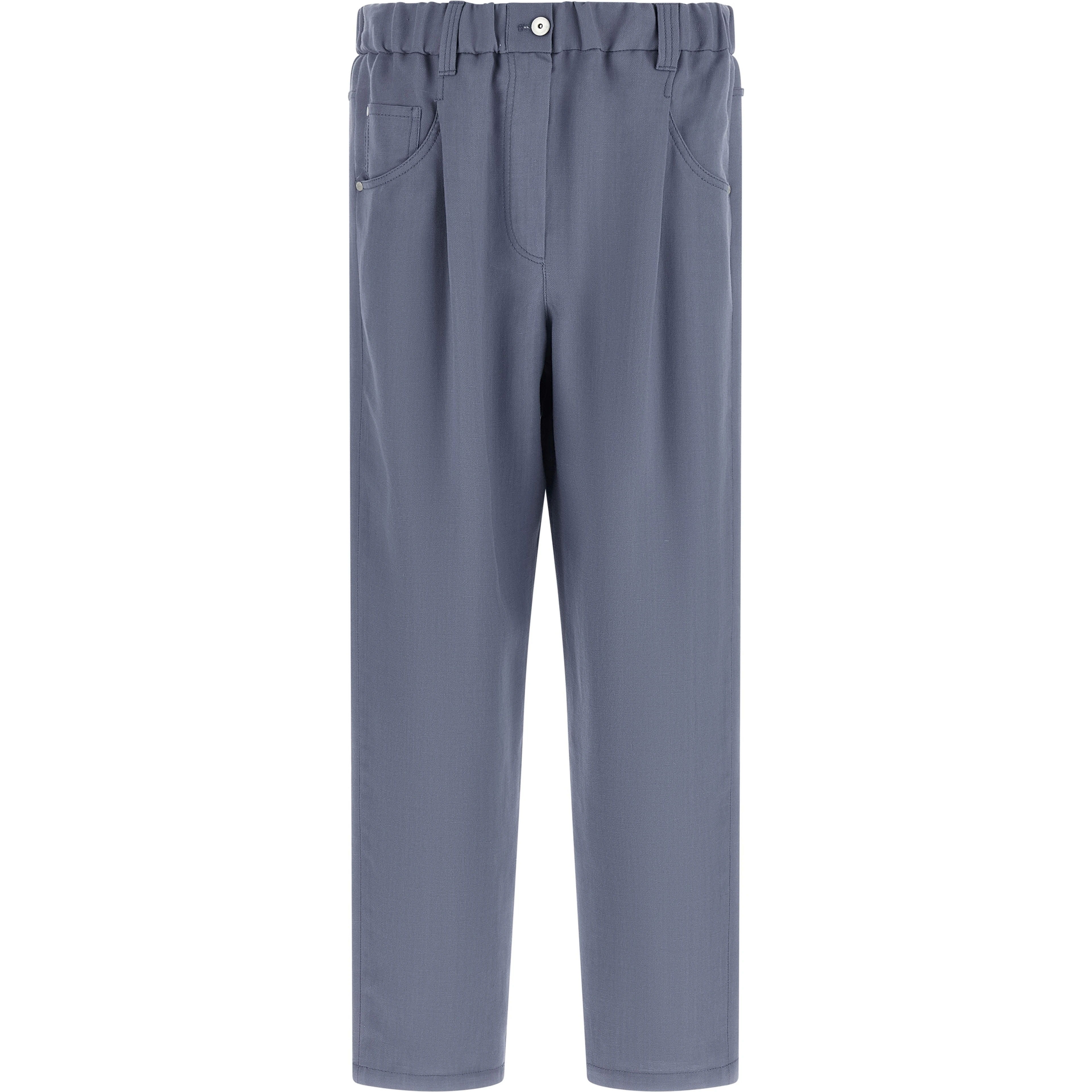 Blue Viscose Casual Pants