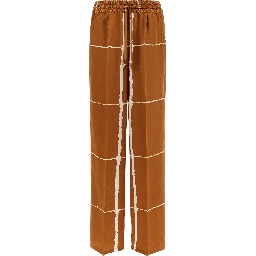Brown Silk Casual Pants