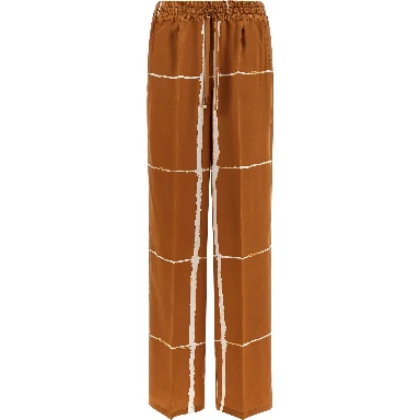 Brown Silk Casual Pants