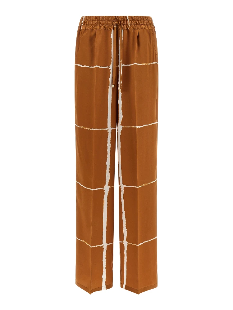 Brown Silk Casual Pants