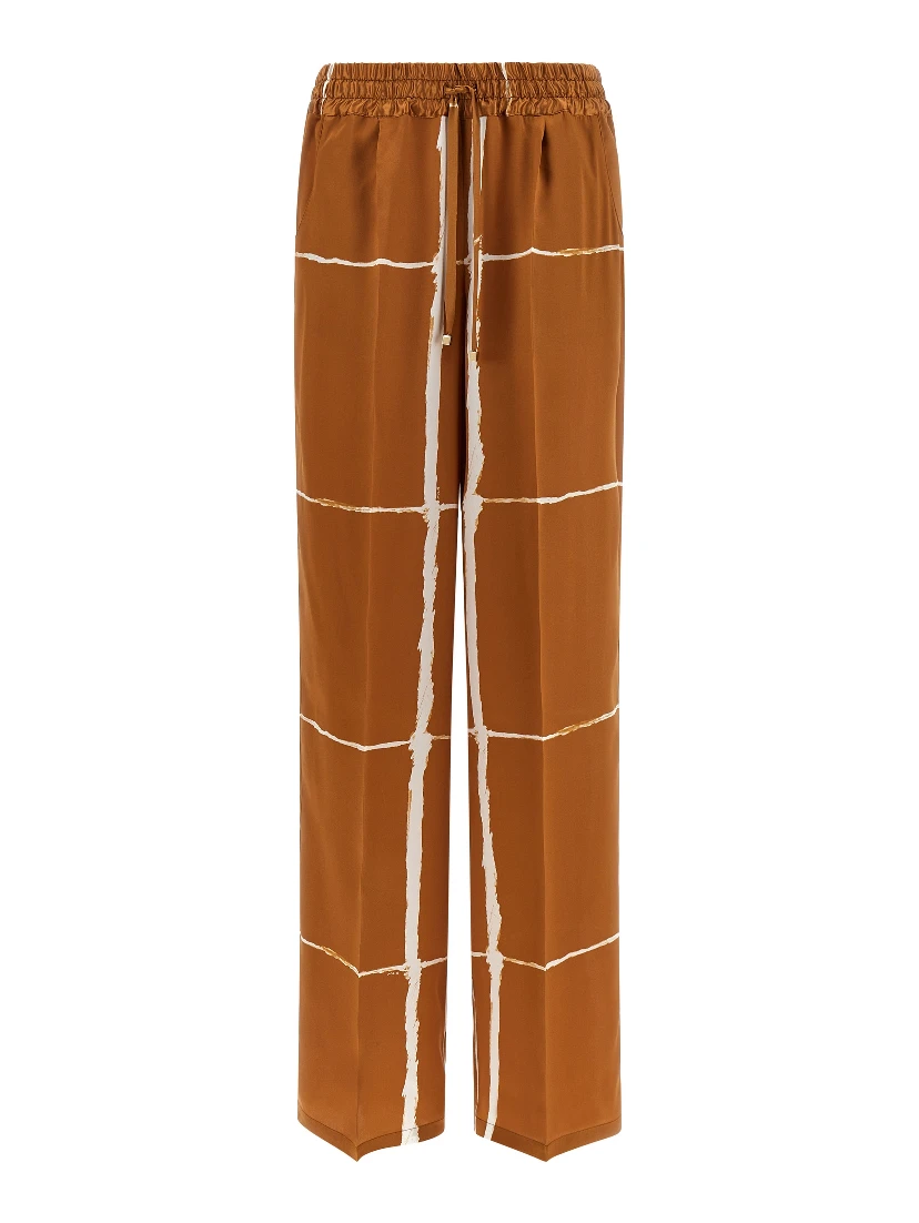 Brown Silk Casual Pants
