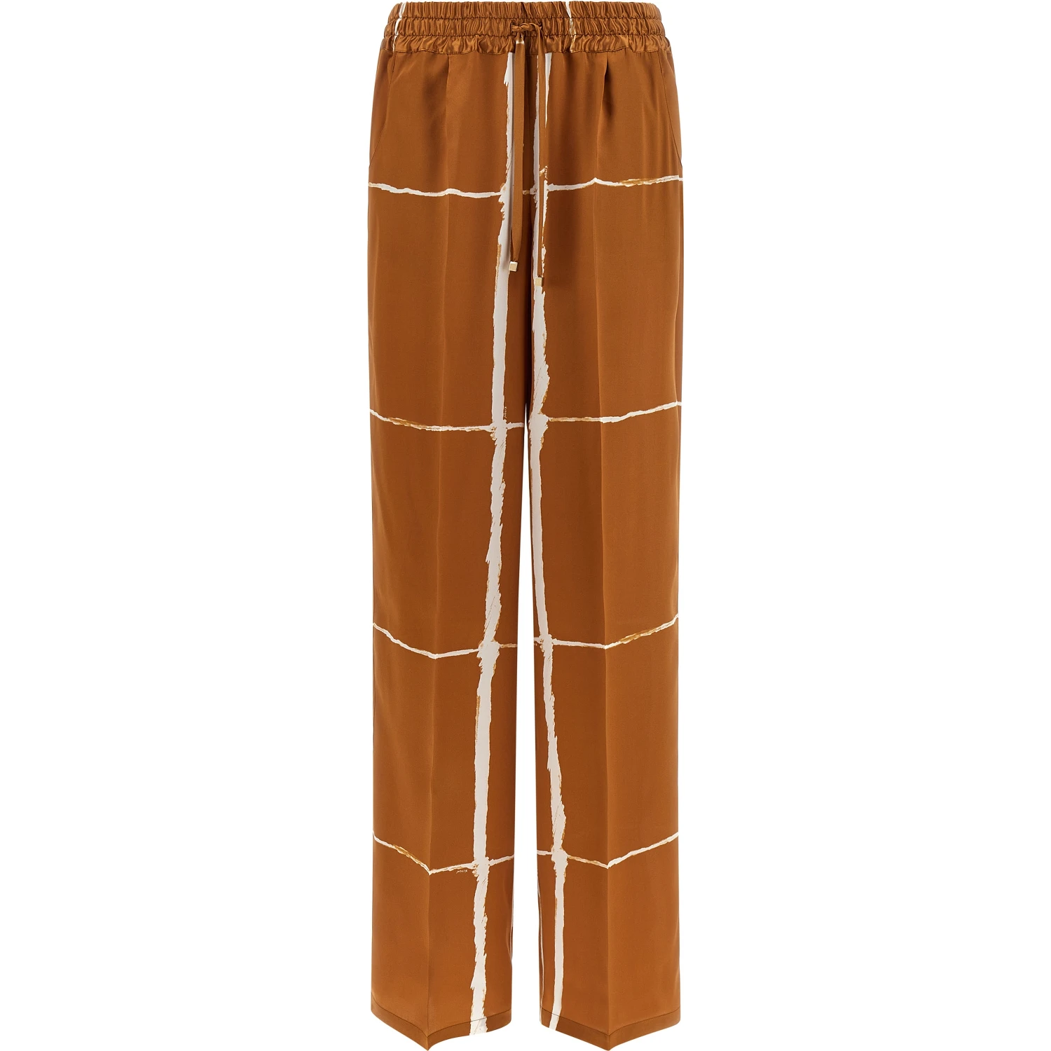 Brown Silk Casual Pants