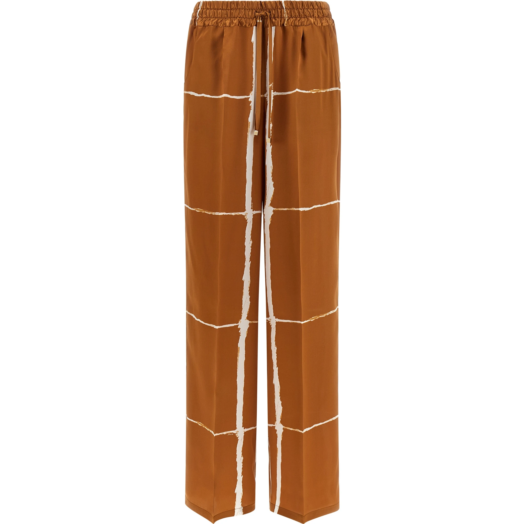 Brown Silk Casual Pants