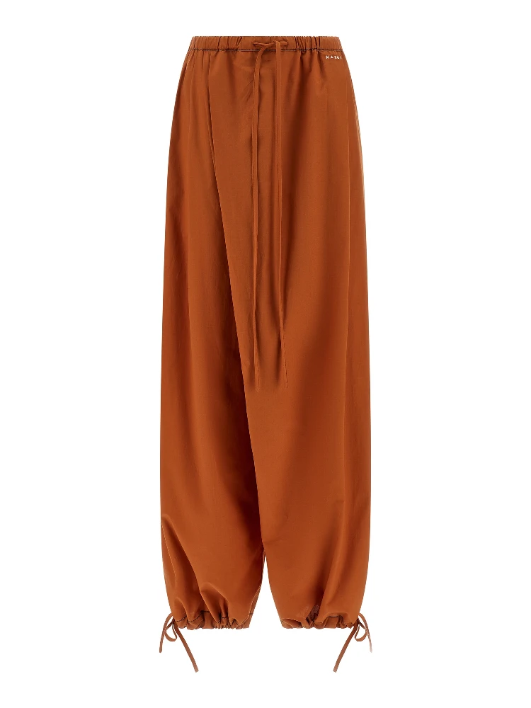 Orange Cotton Casual Pants