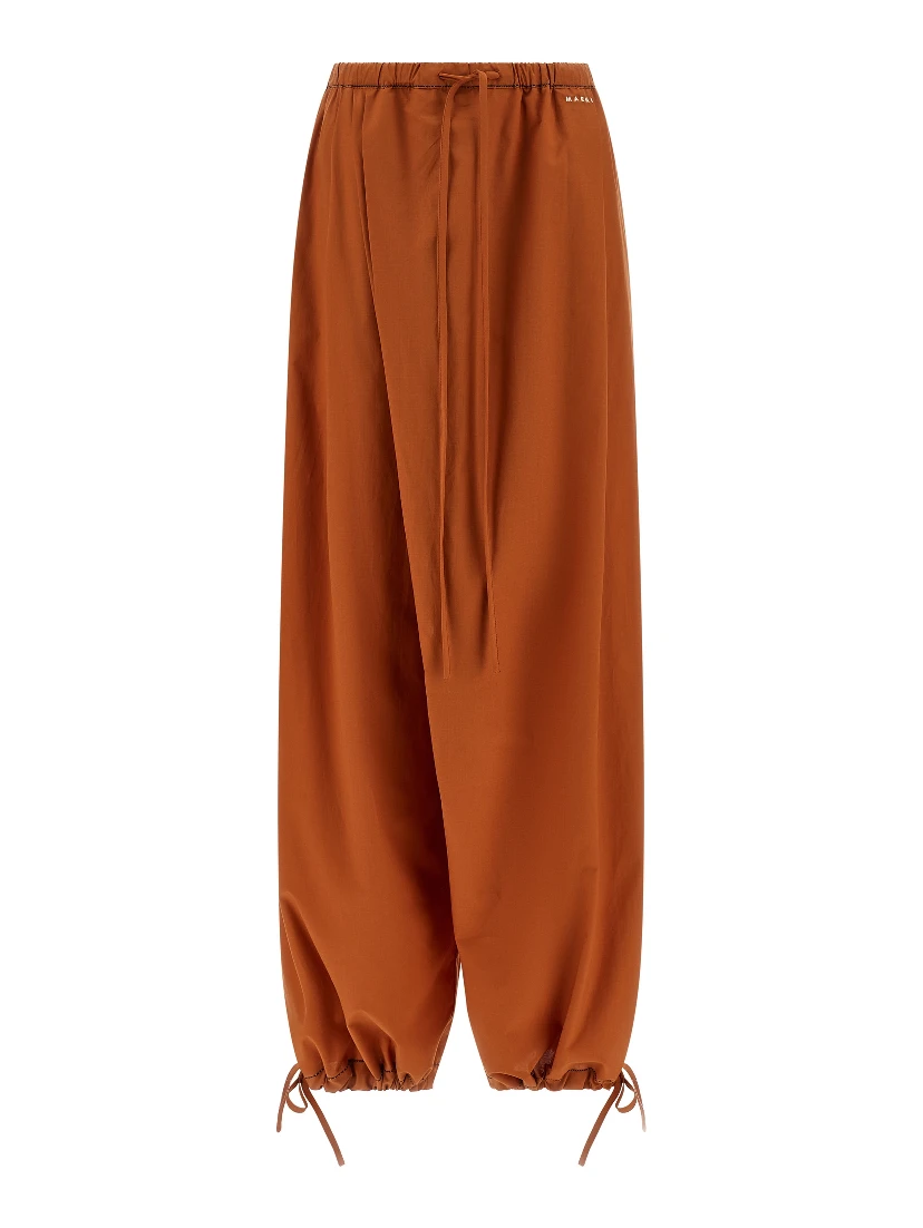 Orange Cotton Casual Pants