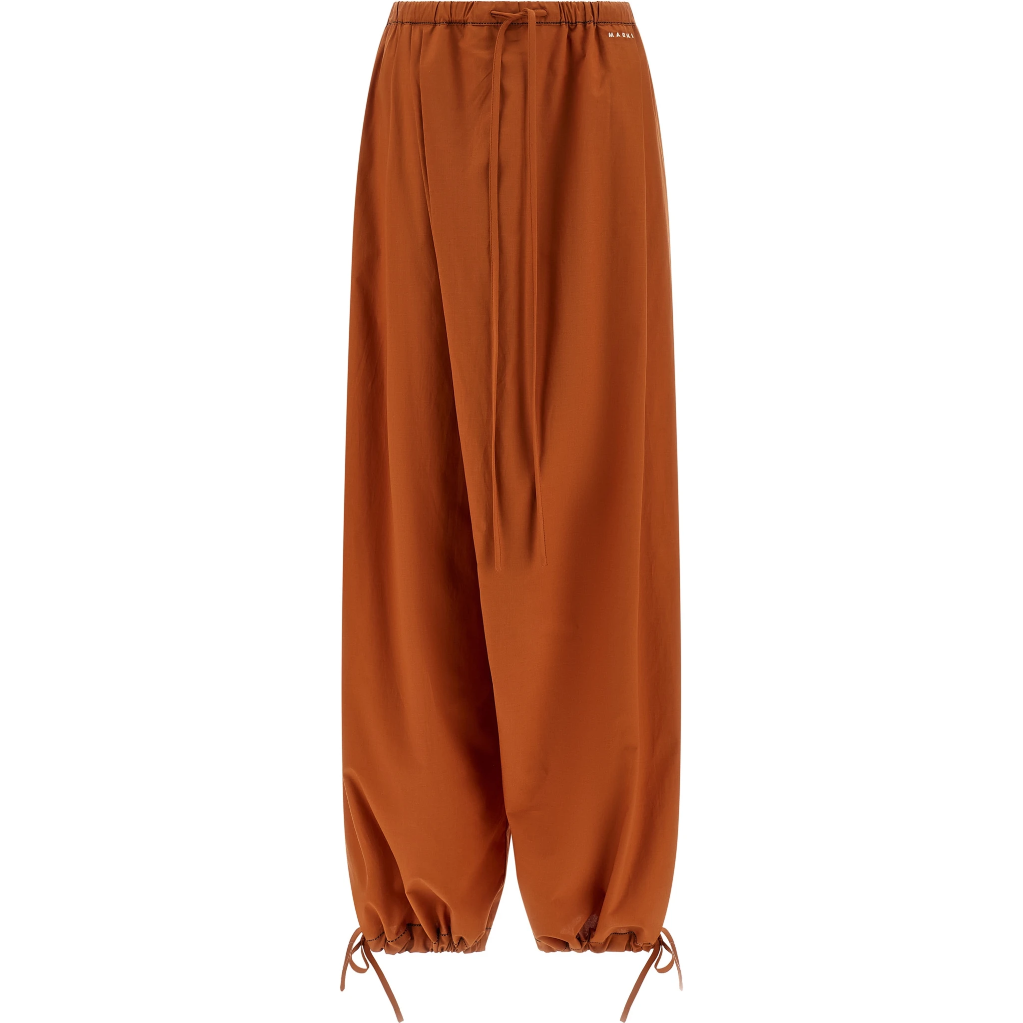 Orange Cotton Casual Pants