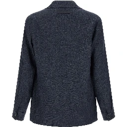 Blue Linen Full-Length Jacket