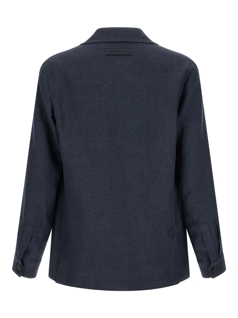 Blue Linen Full-Length Jacket