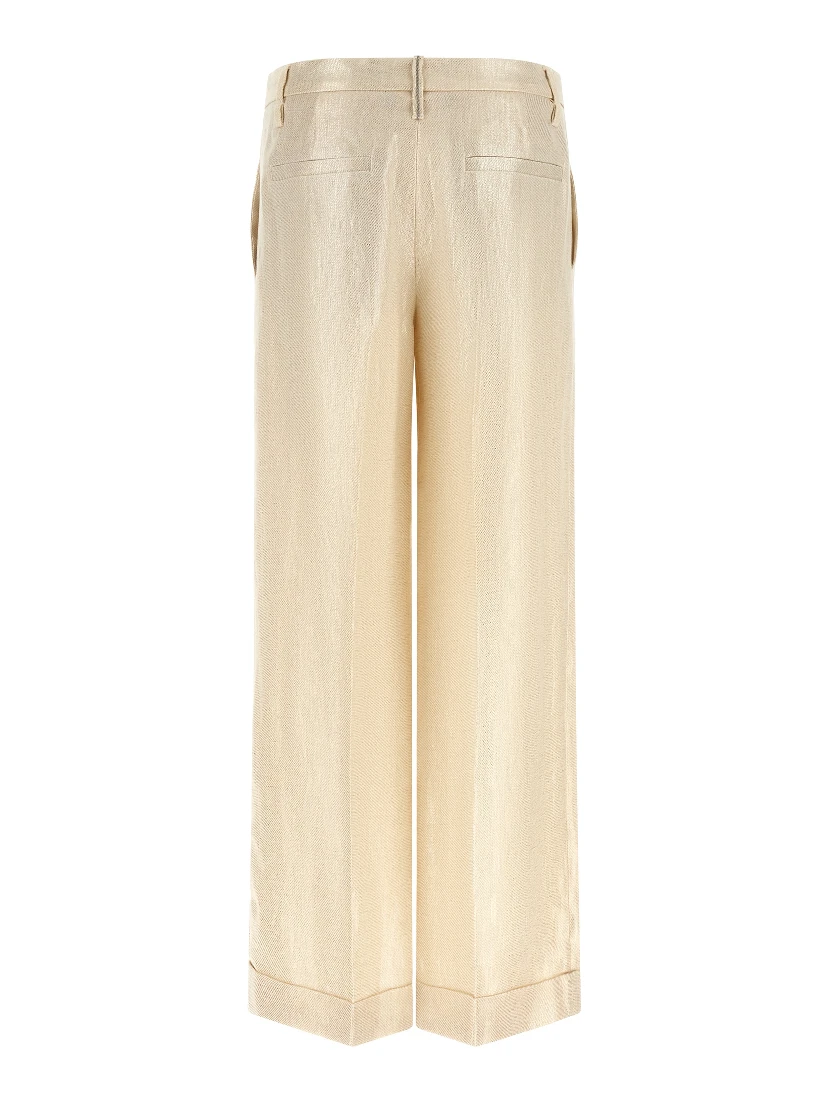Gold Linen Casual Pants
