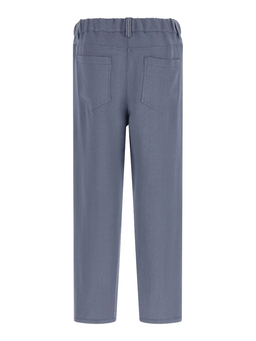 Blue Viscose Casual Pants