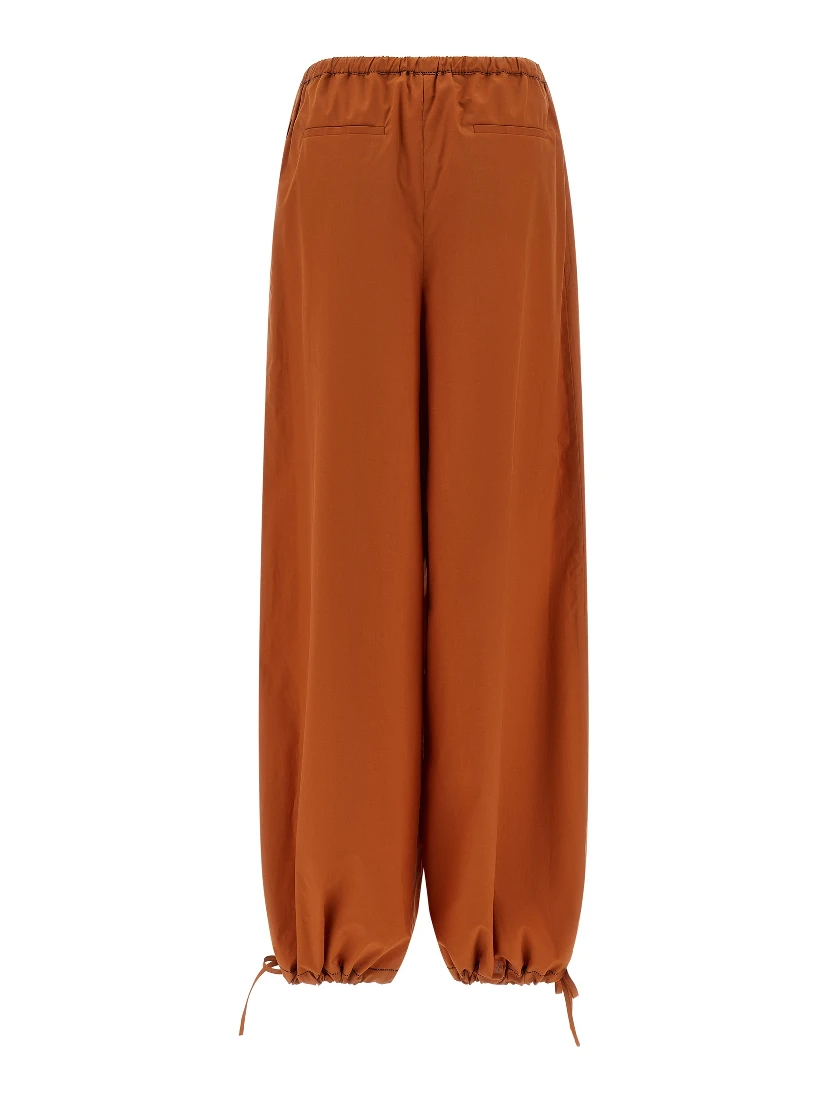 Orange Cotton Casual Pants