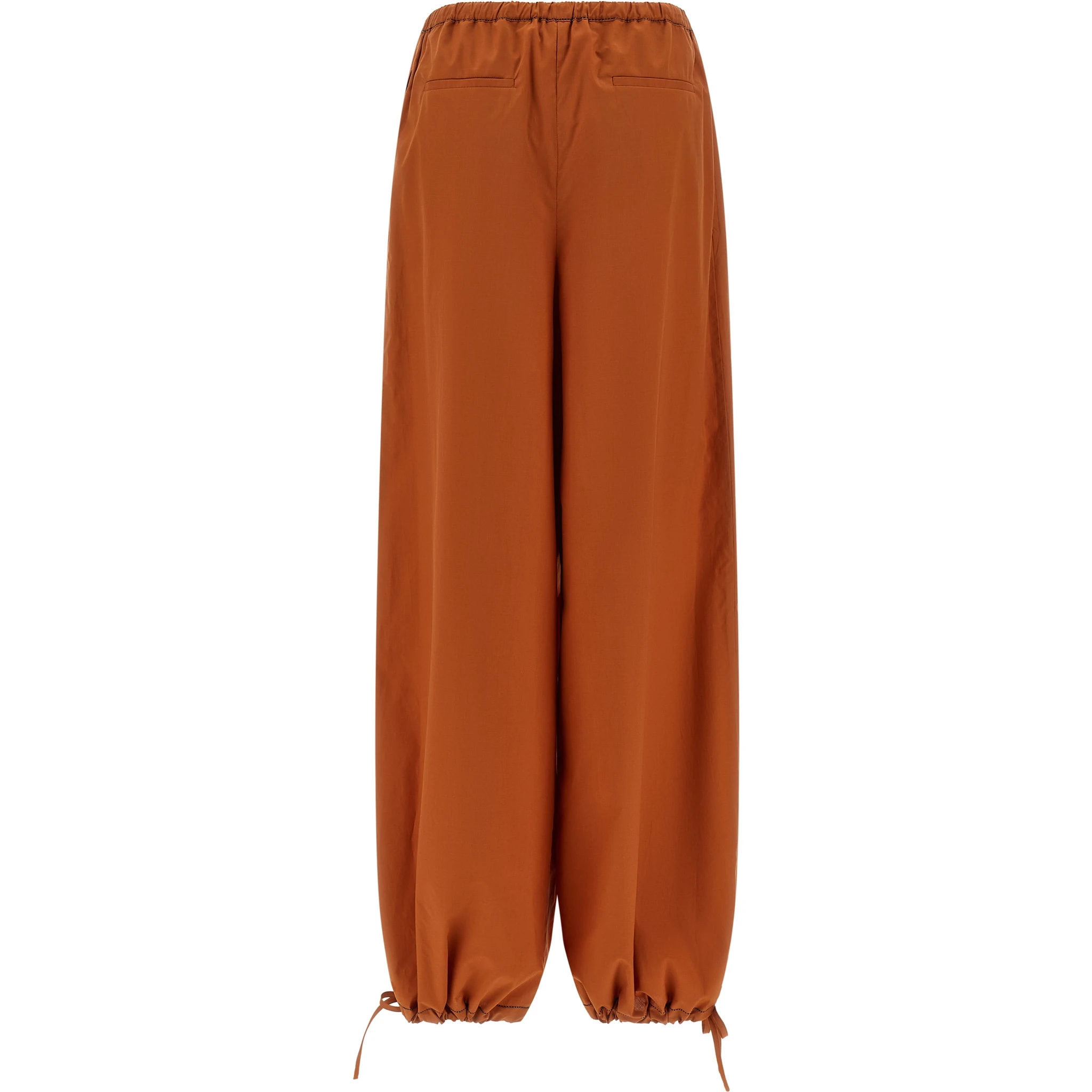 Orange Cotton Casual Pants