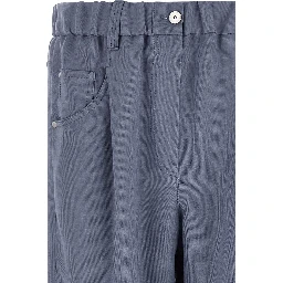 Blue Viscose Casual Pants