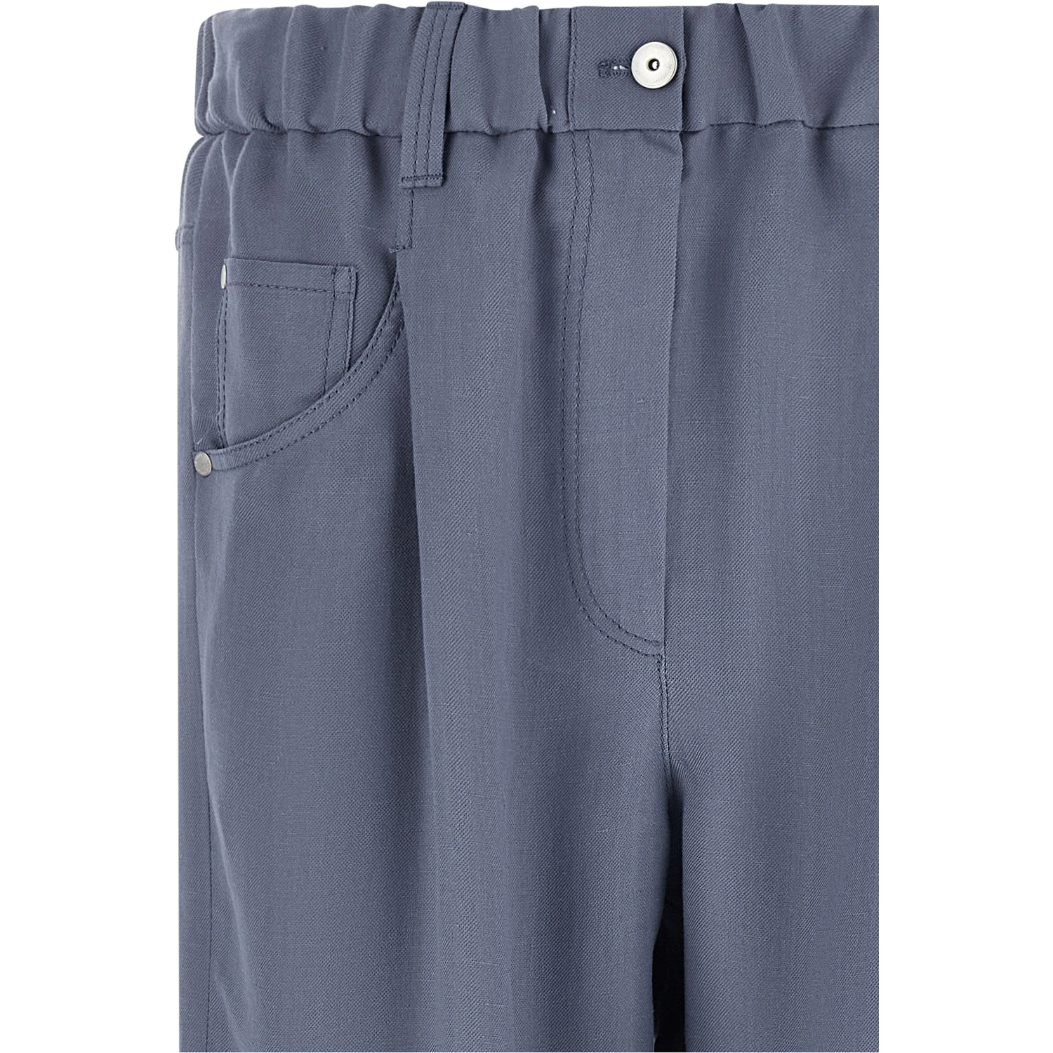 Blue Viscose Casual Pants