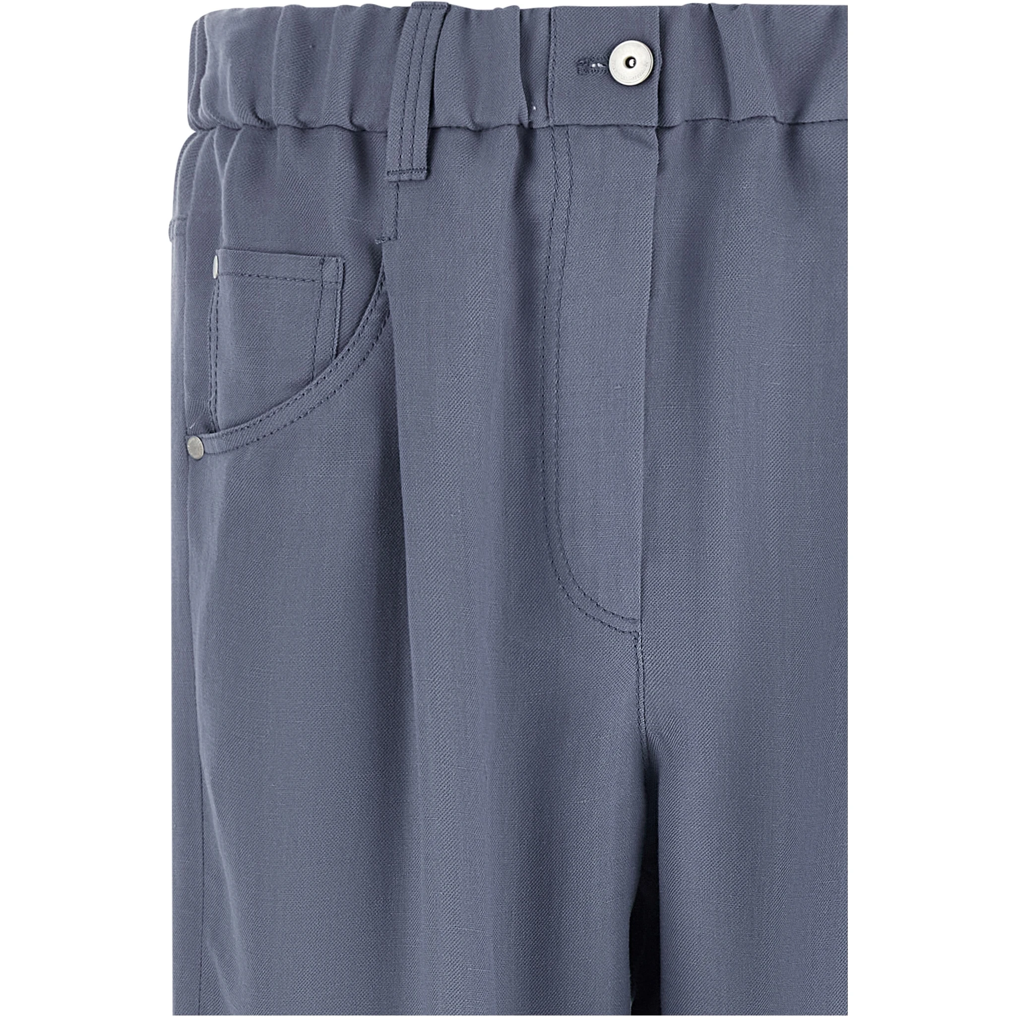 Blue Viscose Casual Pants