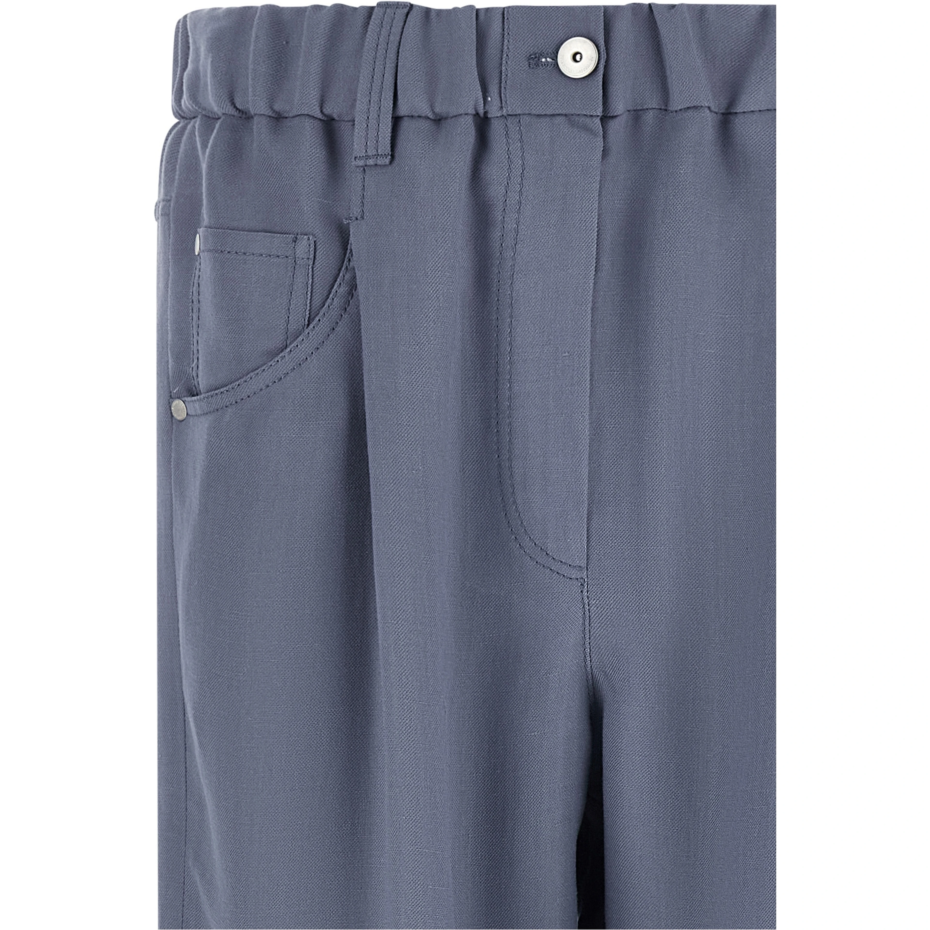 Blue Viscose Casual Pants