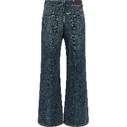 Blue Cotton Flared Jeans