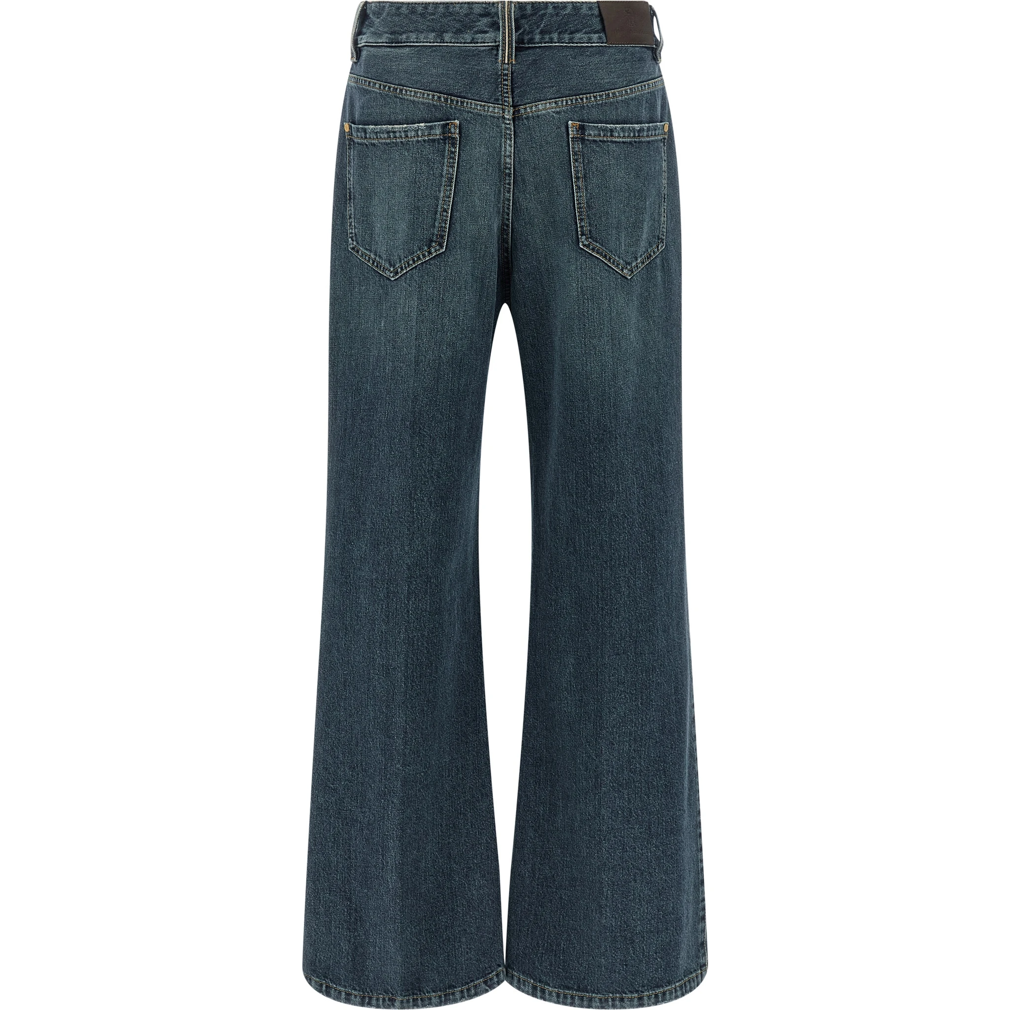 Blue Cotton Flared Jeans