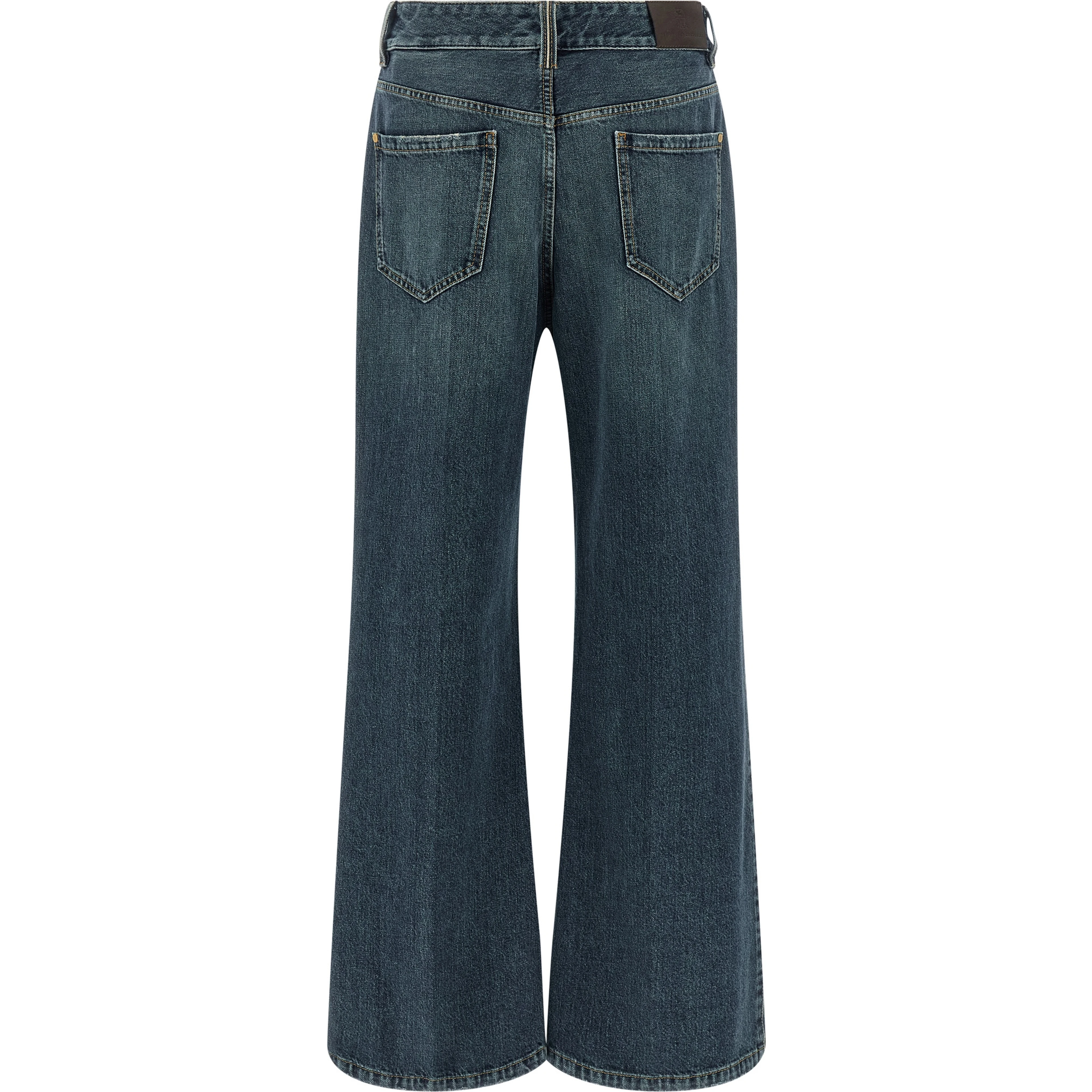 Blue Cotton Flared Jeans