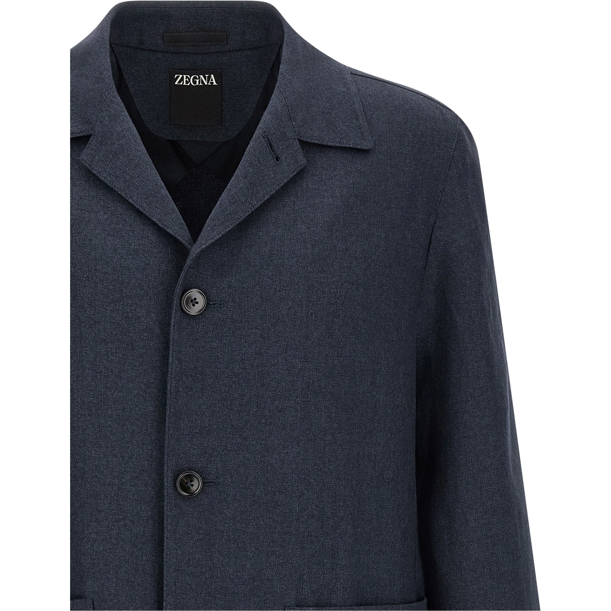 Blue Linen Full-Length Jacket