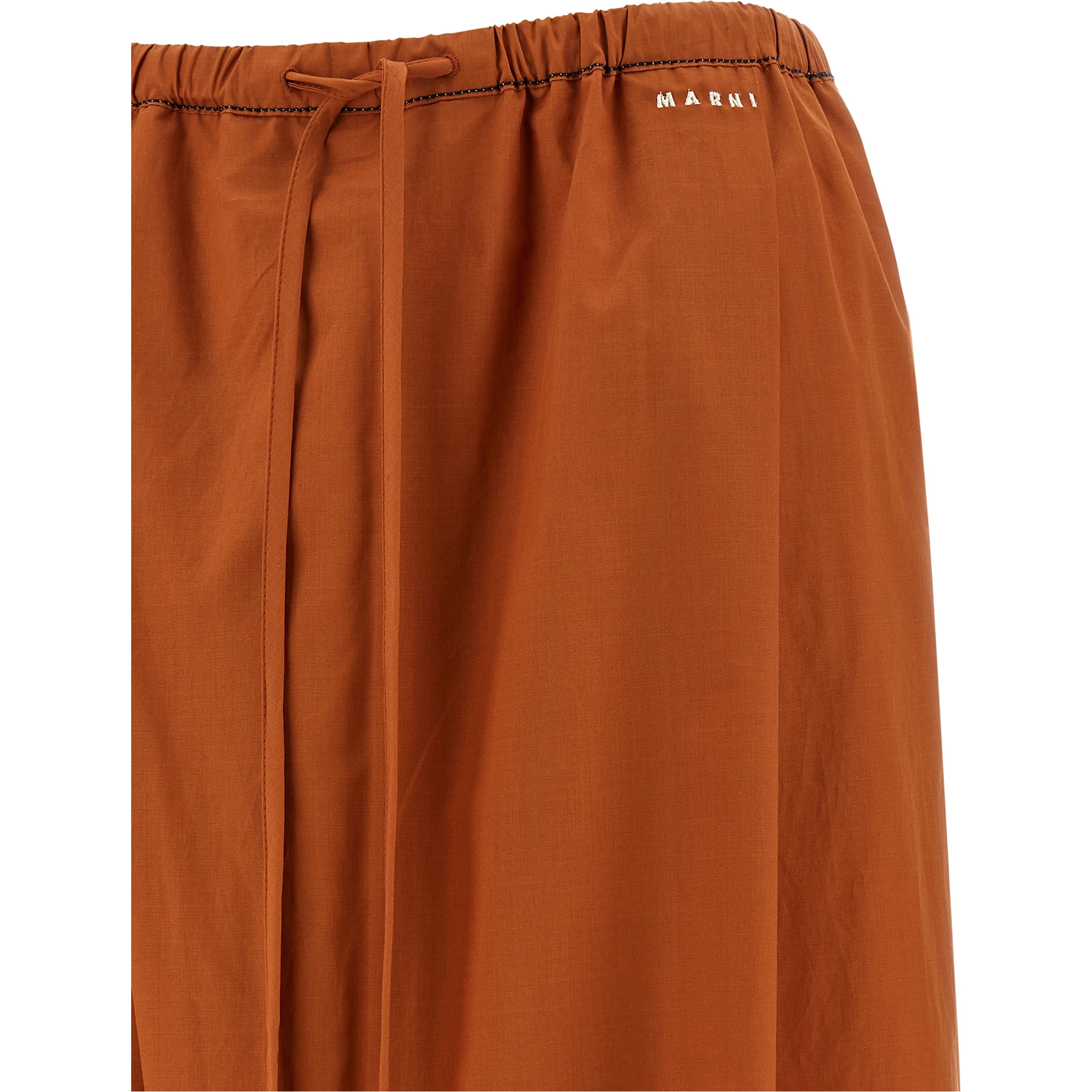 Orange Cotton Casual Pants