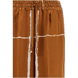 Brown Silk Casual Pants