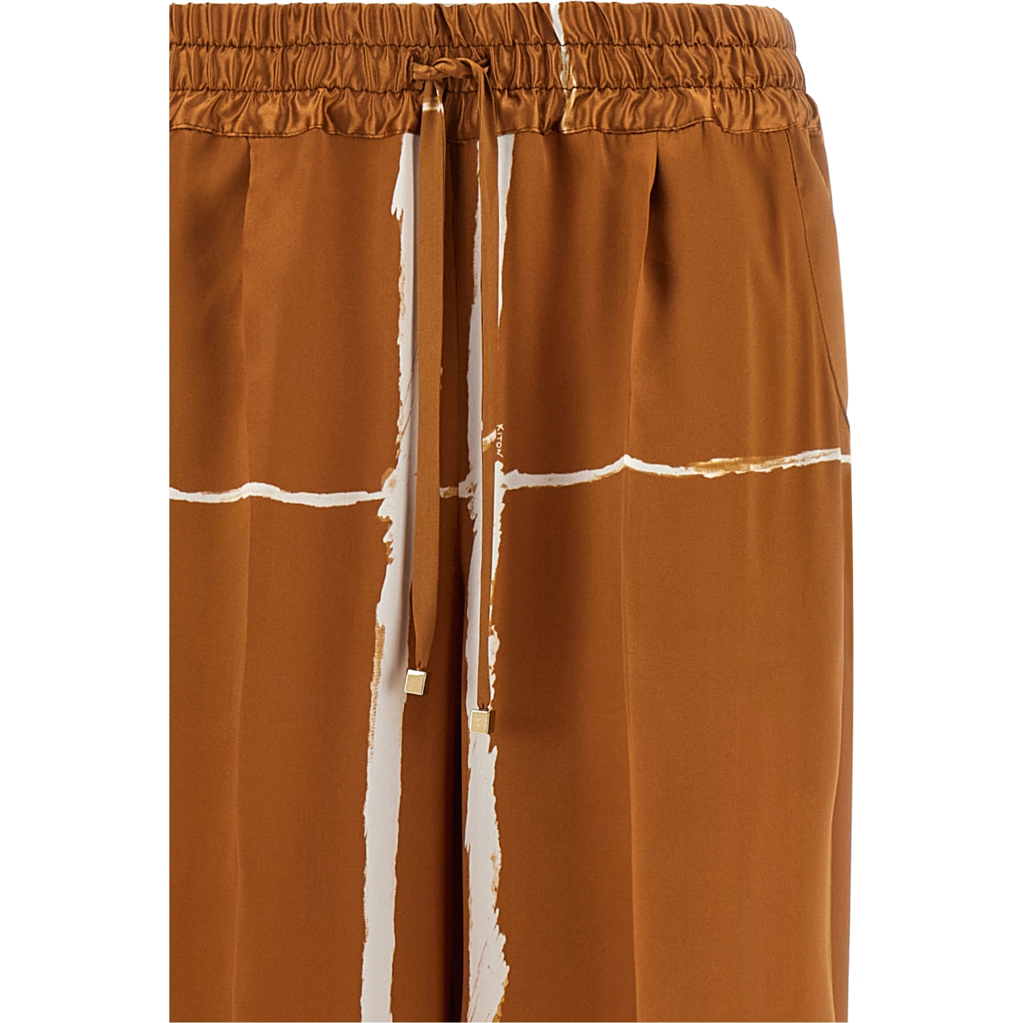 Brown Silk Casual Pants