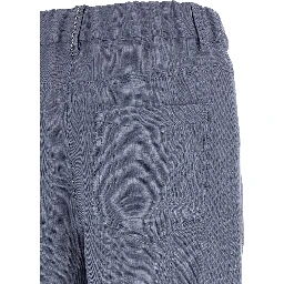 Blue Viscose Casual Pants