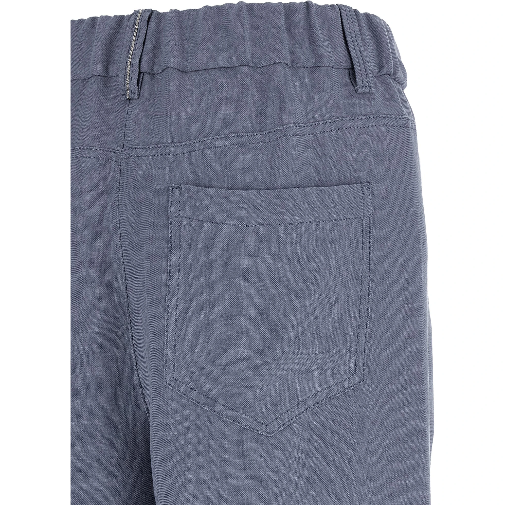 Blue Viscose Casual Pants