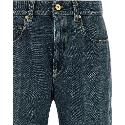 Blue Cotton Flared Jeans