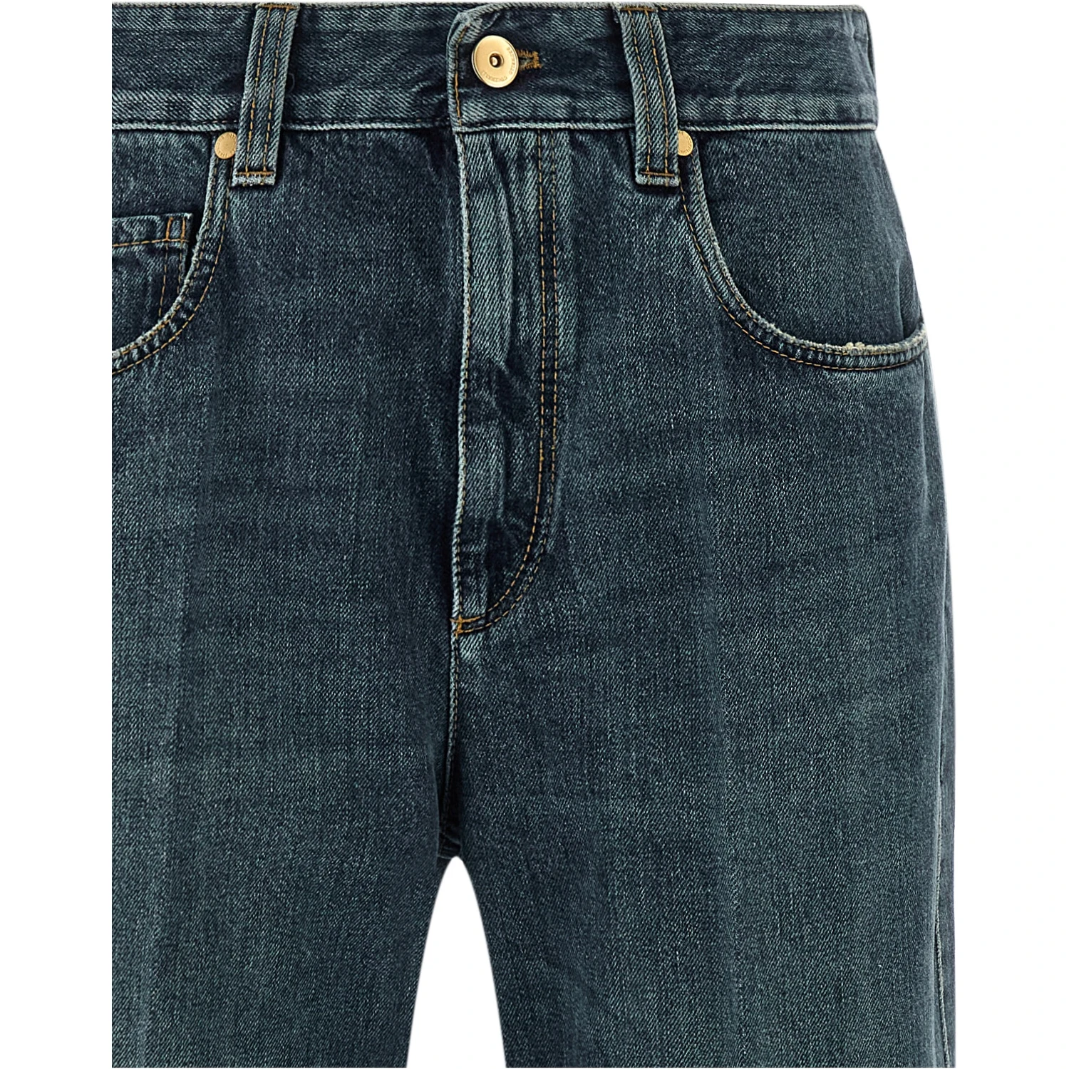 Blue Cotton Flared Jeans