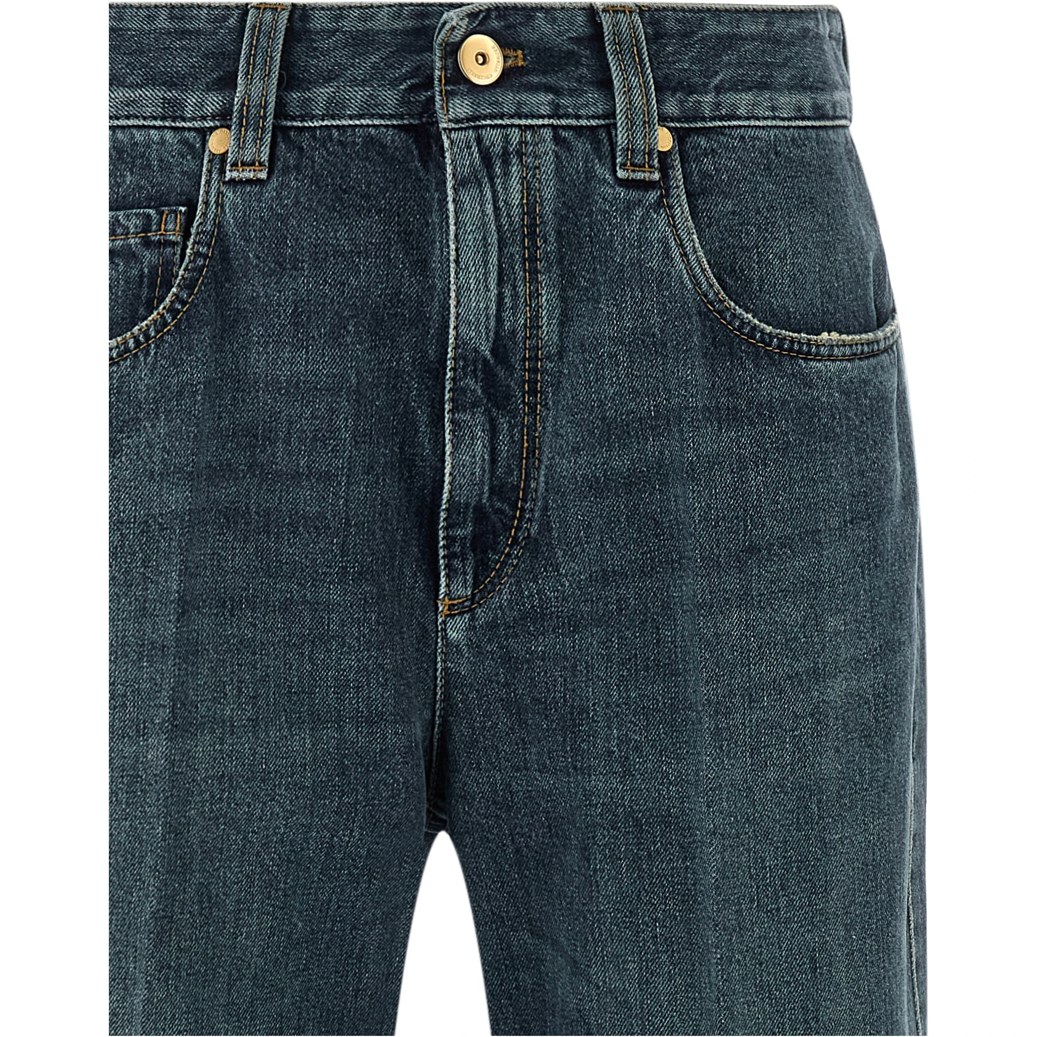 Blue Cotton Flared Jeans