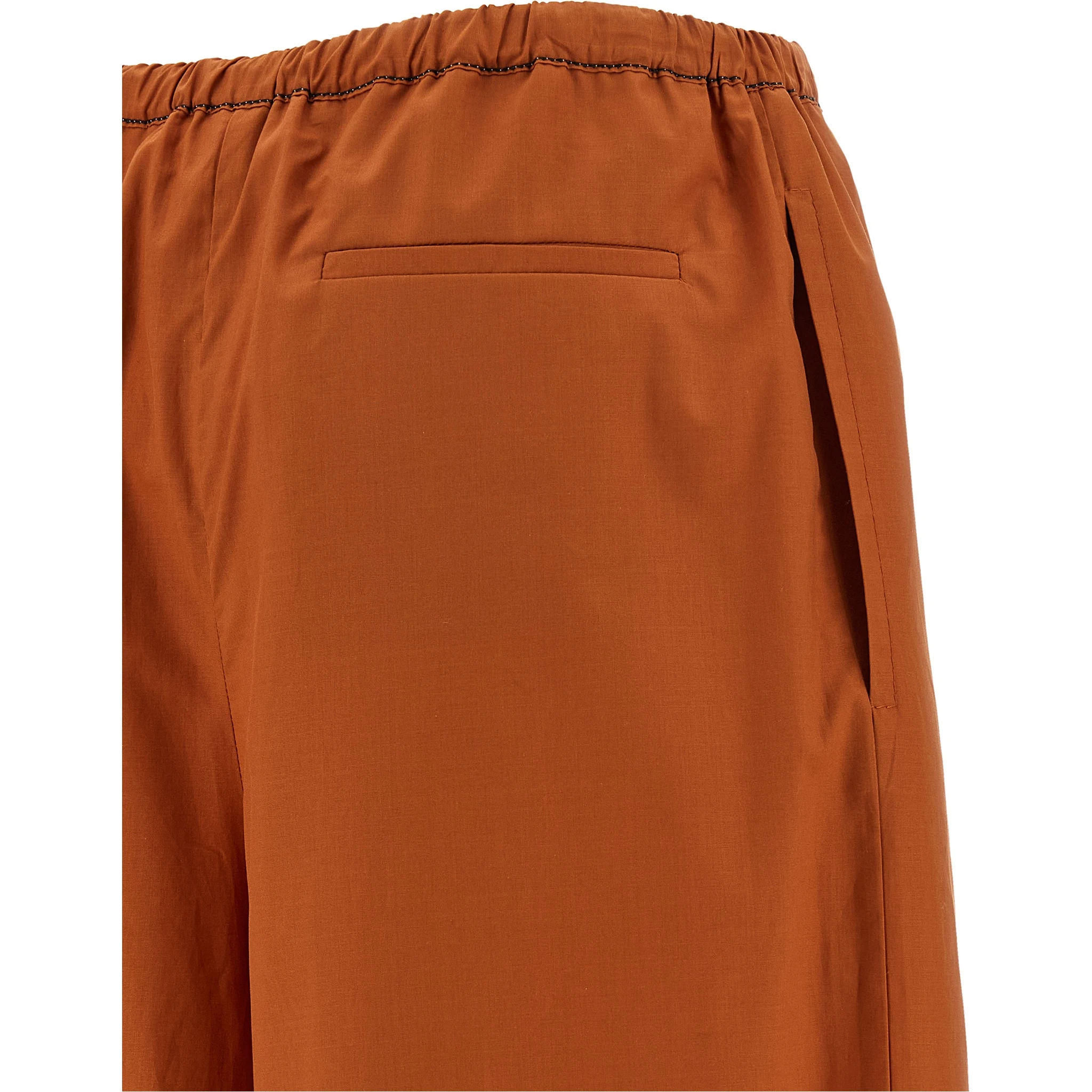 Orange Cotton Casual Pants