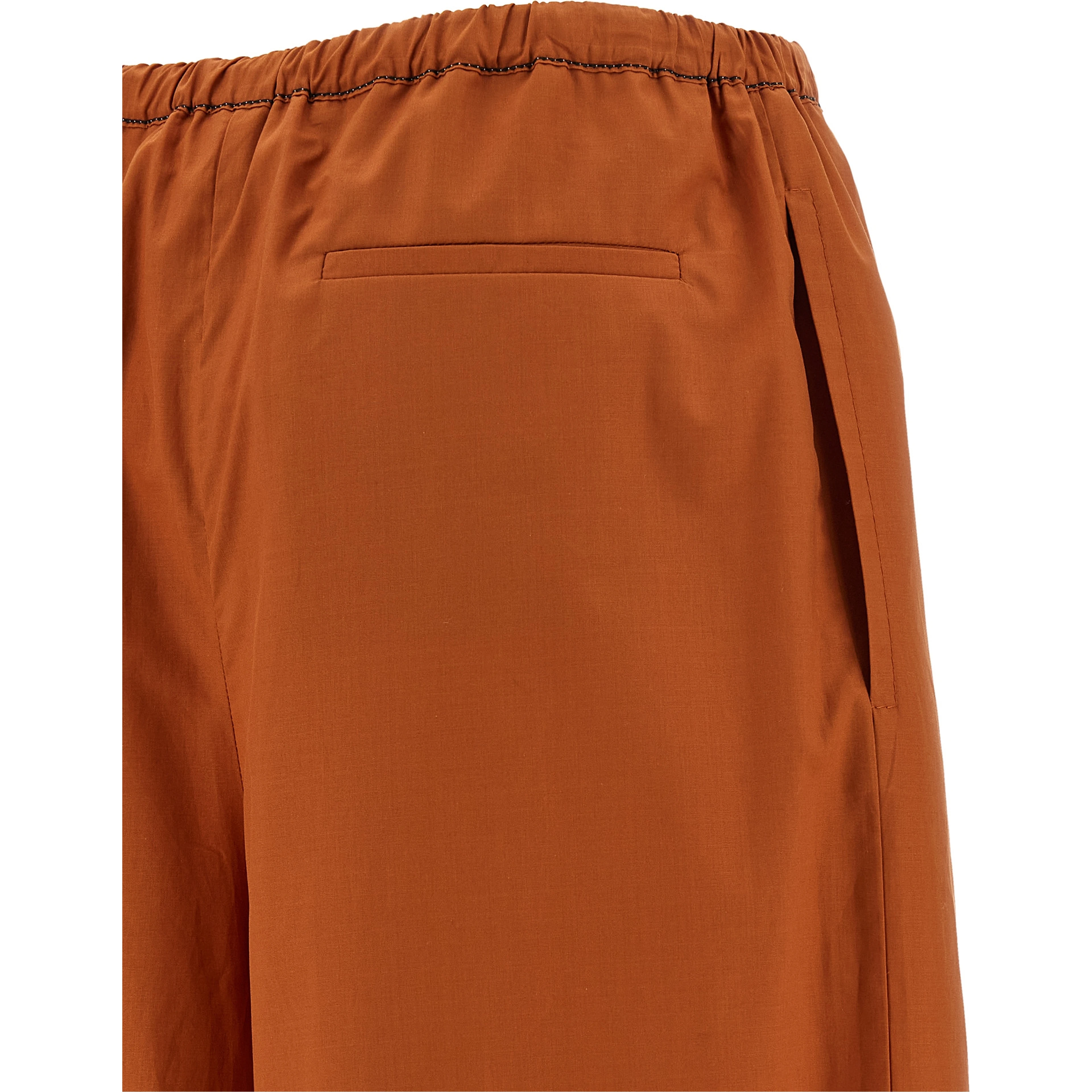 Orange Cotton Casual Pants