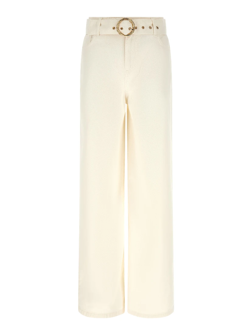 White Cotton Flared Jeans
