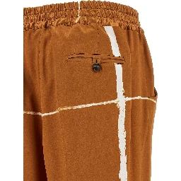 Brown Silk Casual Pants