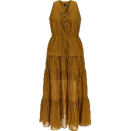 Brown Cotton Long Dress