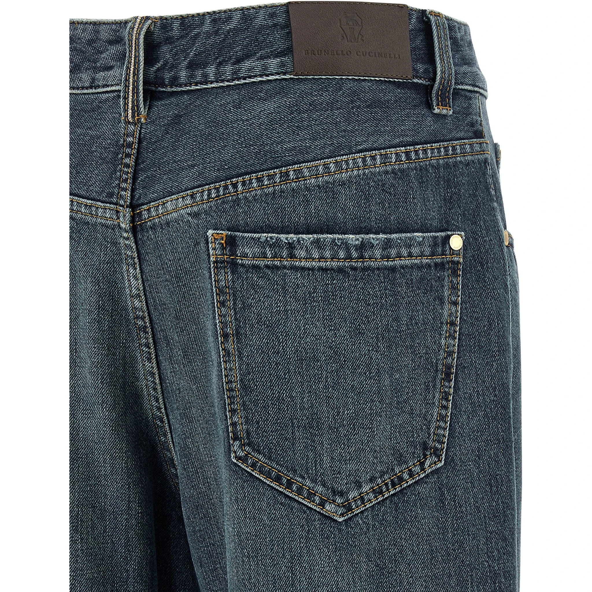 Blue Cotton Flared Jeans