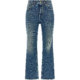 Blue Cotton Flared Jeans