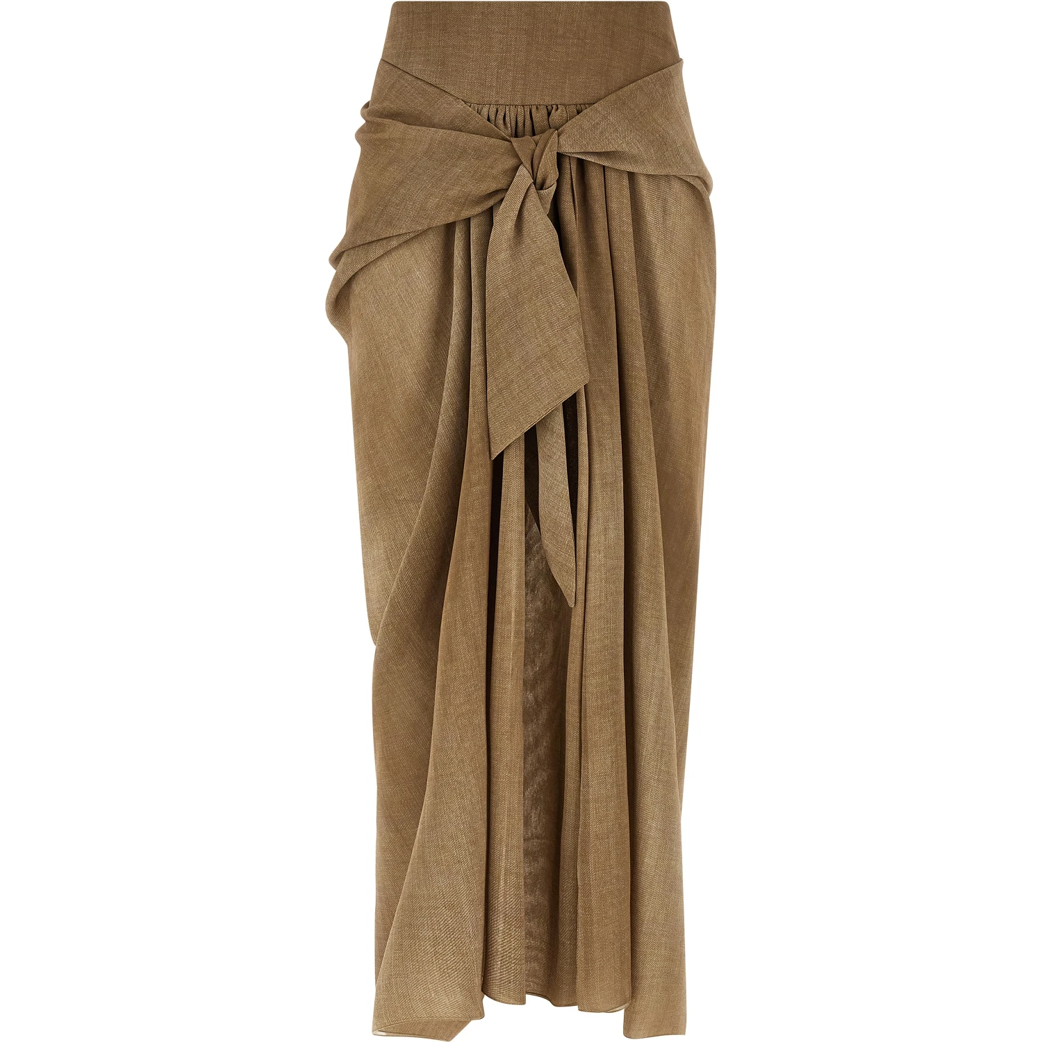 Beige Polyester Mini Skirt
